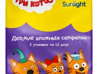 Детские влажные салфетки ТРИ КОТА 3 упаковки по 12шт