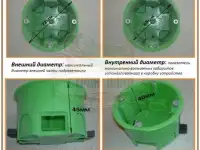 Подрозетники для монтажа электрических розеток, выключателей в гипсокартон КУ1201, фотография 3