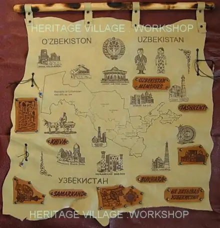 Карта Узбекистана из кожи., фотография 5