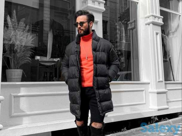 Куртка удлиненная хайповая мужская стильная на молнии чёрный, фотография 2