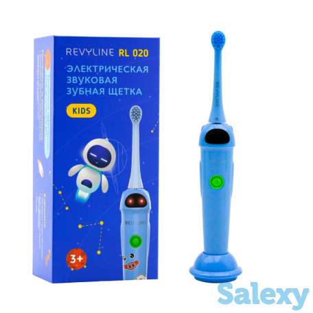 Зубная щетка Revyline RL 020 Kids в голубом корпусе и наклейками, фотография 1