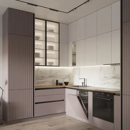 Изготовление кухонных гарнитуров на заказ  3D проект бесплатно, фотография 4