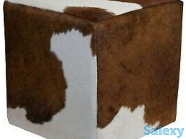 шкура ковер из коровы  кожаные пуфики, фотография 9