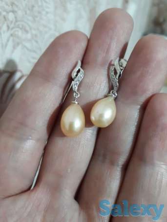 Жемчужные серьги из серебра 925 пробы!, фотография 4