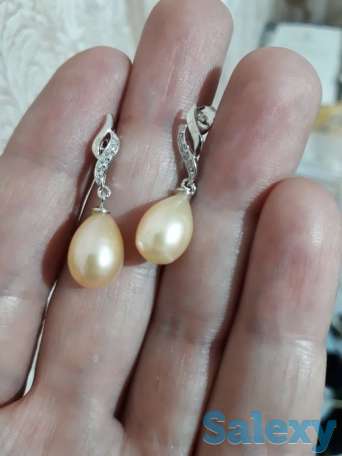 Жемчужные серьги из серебра 925 пробы!, фотография 1