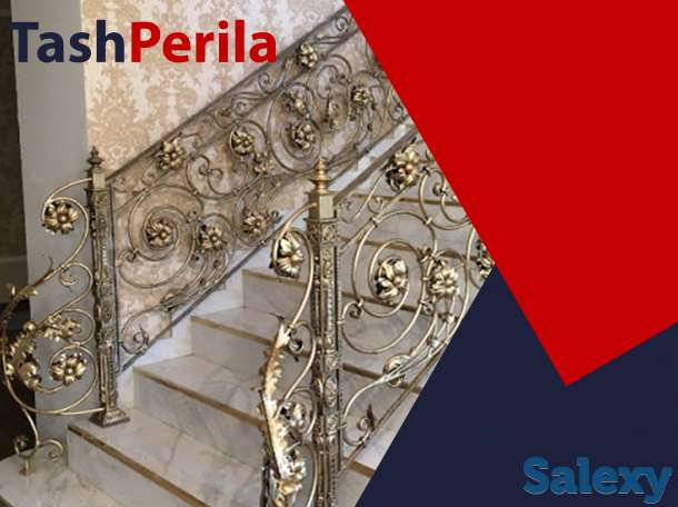 Современные классические кованые железные перила, металлическ, фотография 2
