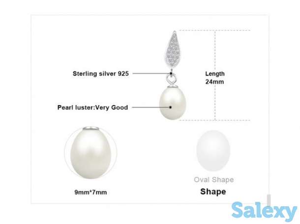 Серебряные серьги с натуральным жемчугом, фотография 4