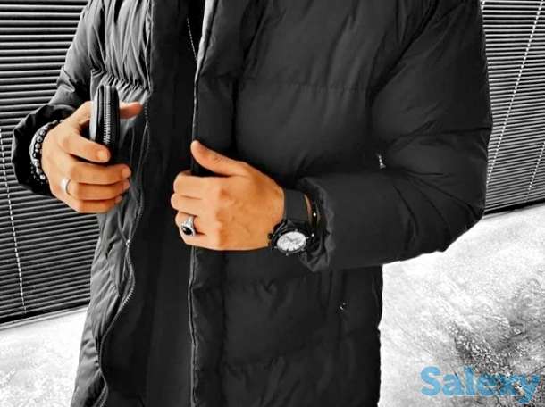 Куртка удлиненная хайповая мужская стильная на молнии чёрный, фотография 1