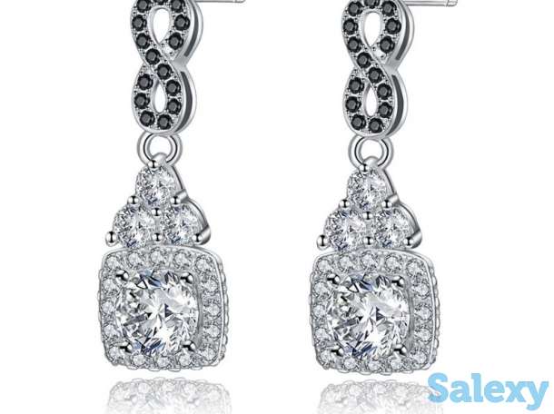 Серьги для женщин из серебра 925 и черного шпинеля, фотография 4