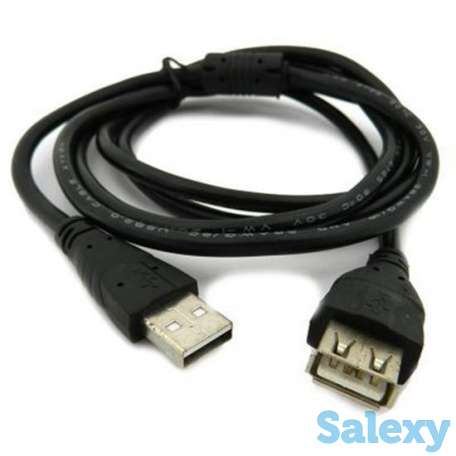 Кабель USB папа-мама (0,5m) черный, фотография 1