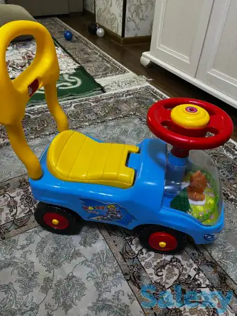 Машинка каталка детская Толокар, прозрачный капот, с мишкой, фотография 3