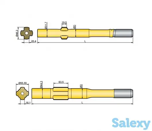 Хвостовик аналог Sandvik/Tamrock L 400, L 500, L 600, L 750, фотография 1