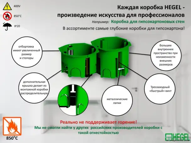 Подрозетники для монтажа электрических розеток, выключателей в гипсокартон КУ1201, фотография 4