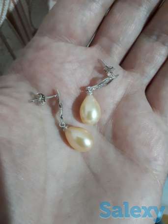 Жемчужные серьги из серебра 925 пробы!, фотография 3