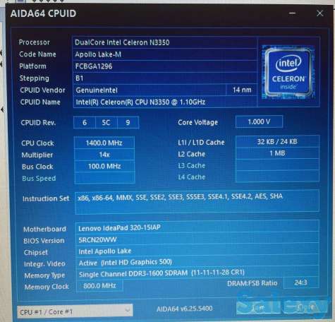 Ноутбук Lenovo Intel Celeron N3350 / RAM 2GB / HDD 512 GB, фотография 4