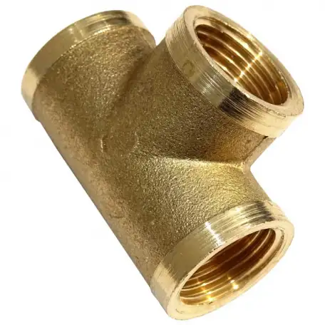 Тройник латунный: внутренняя резьба; наружная резьба; цанга-гайка-цанга..., фотография 1