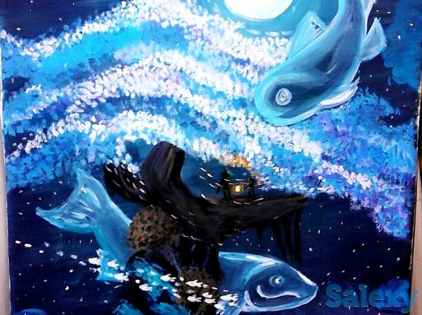 Картина по настоящему интересная написана Гуащью формат большой Ваттман А1, фотография 1