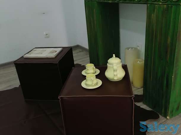 шкура ковер из коровы  кожаные пуфики, фотография 4