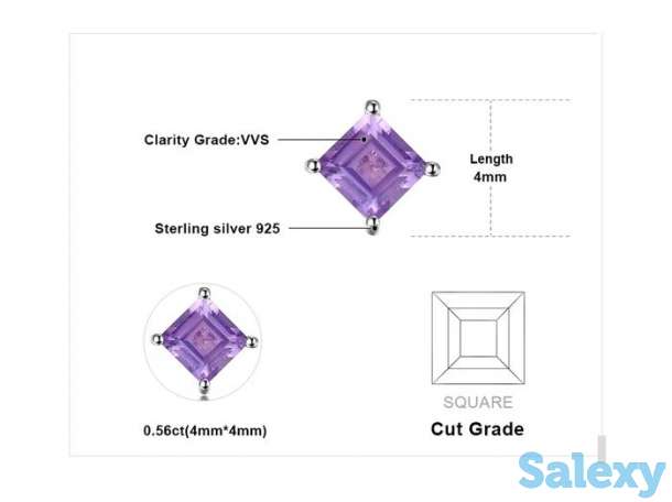 Серьги для детей из аметиста и серебра 925 пробы, фотография 4