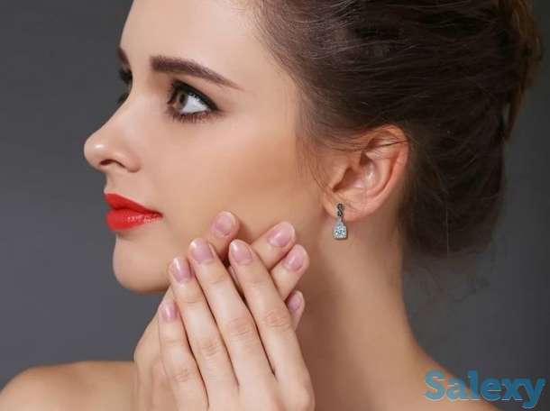 Серьги для женщин из серебра 925 и черного шпинеля, фотография 5