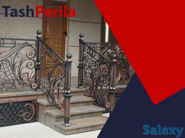 Современные классические кованые железные перила, металлическ, фотография 3