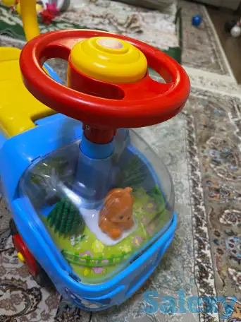 Машинка каталка детская Толокар, прозрачный капот, с мишкой, фотография 5