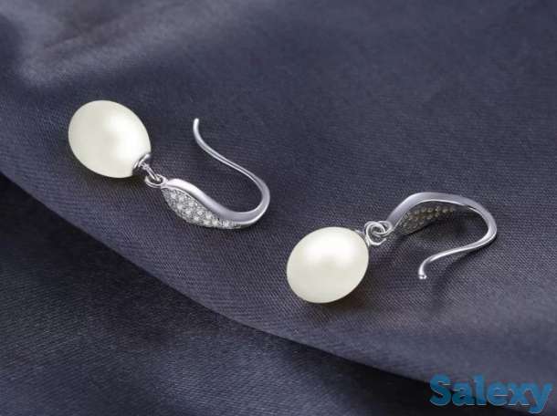 Серебряные серьги с натуральным жемчугом, фотография 2
