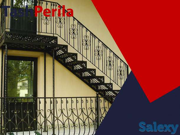 Современные классические кованые железные перила, металлическ, фотография 9