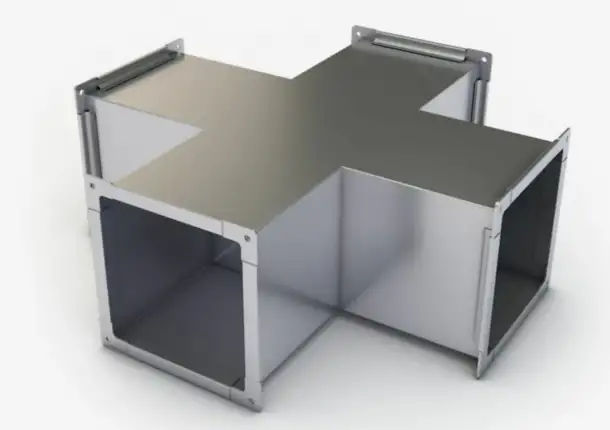 Крестовина воздуховода, Размер: 100-900 мм, s 0,50,7 мм, L 0,16-0,86 м, Сечение: круглая, фотография 1