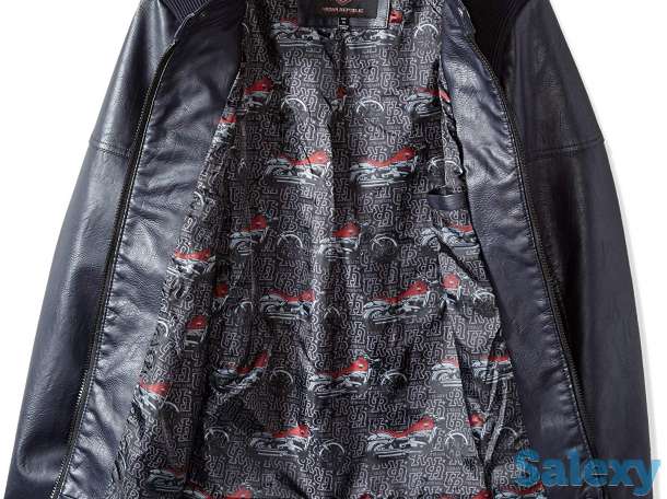 Мужская куртка темно-синего цвета. Сшита из качественной эко-кожа. Из США, фотография 3