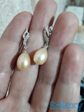 Жемчужные серьги из серебра 925 пробы!, фотография 2
