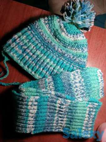 Шапка с шарфом ручной работы для ребёнка на 5-6 лет., фотография 1