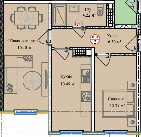 срочно продается 2х комнатная квартира, Бектемирский район, фотография 3
