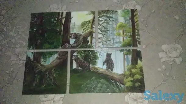 Продаётся модульная картина по мотивам И. И. Шишкина мишки в сосновом бору, фотография 1