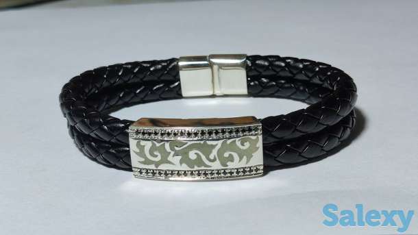 Браслет. Серебро. Кожа. Не дорого, фотография 2