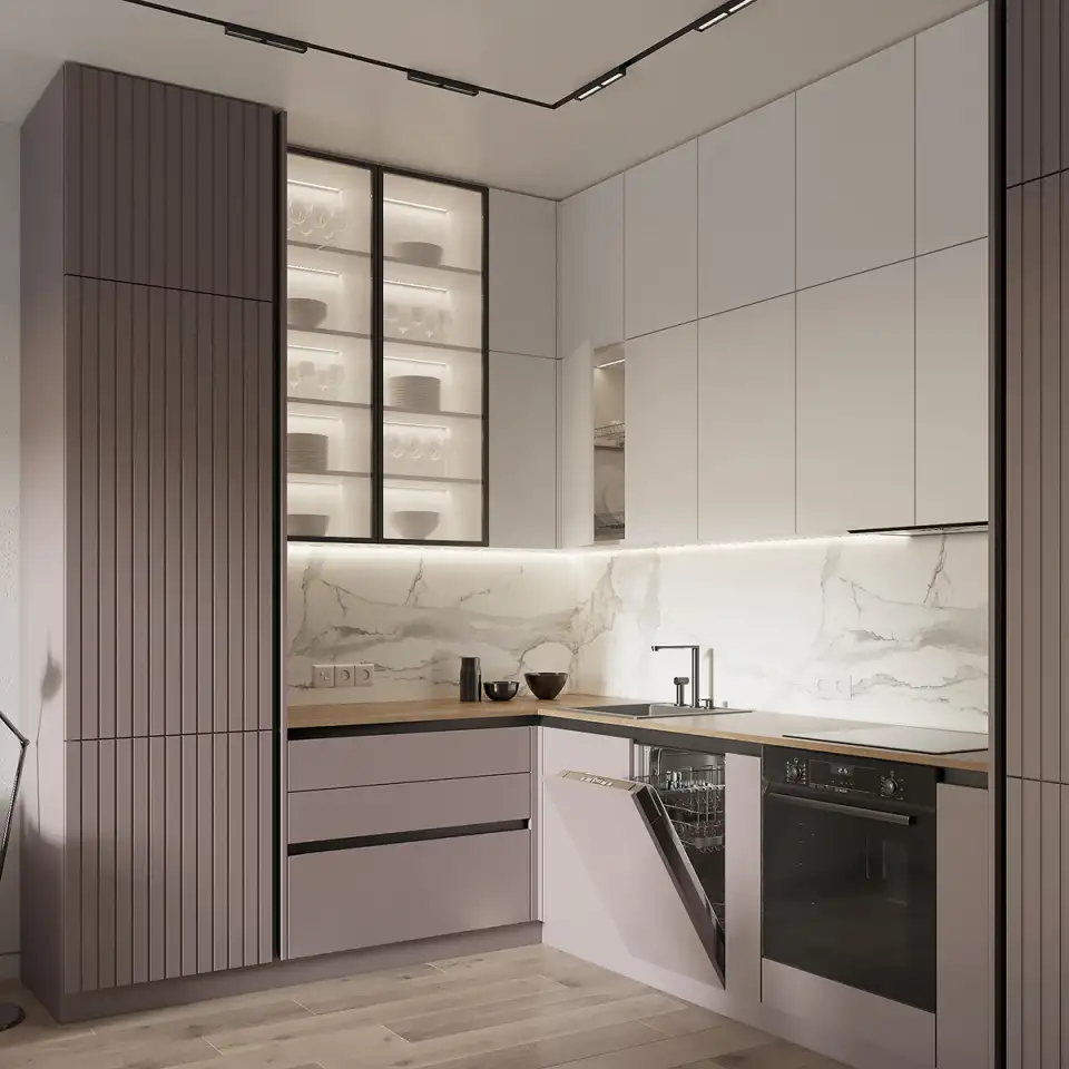 Изготовление кухонных гарнитуров на заказ  3D проект бесплатно, фотография 4