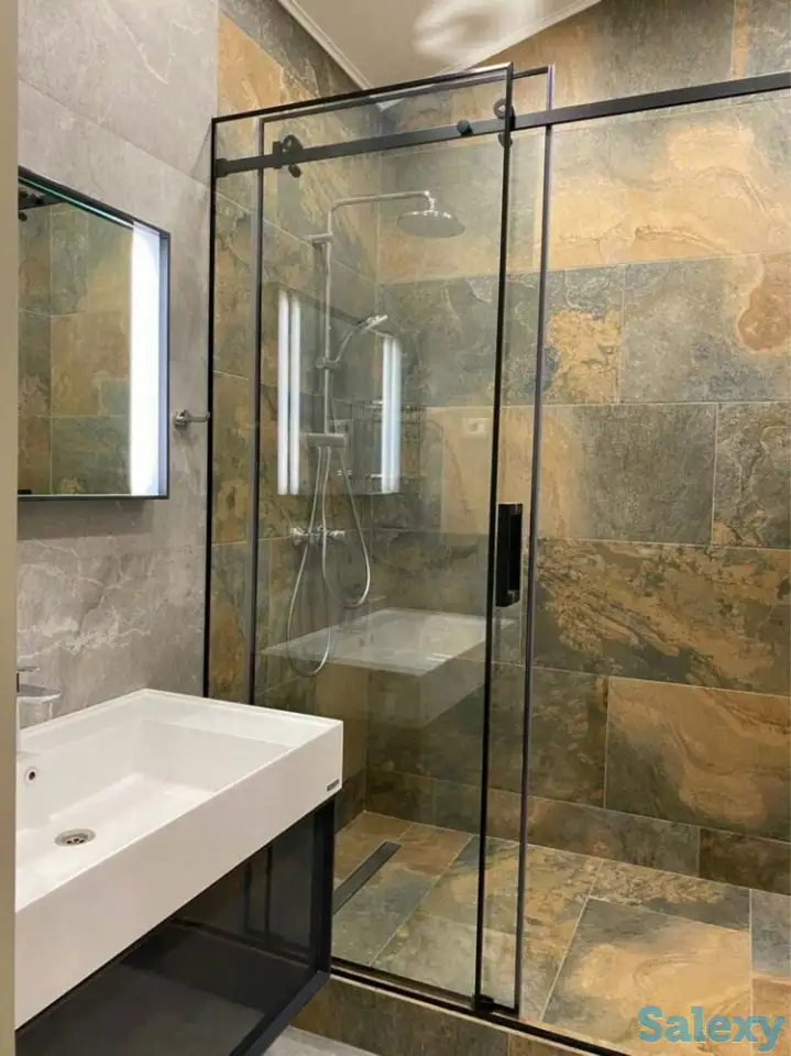 Душевые кабины из толстого прочного каленного стекла. Современные душевқе кабины и перегородки для ванной. Тел, фотография 6