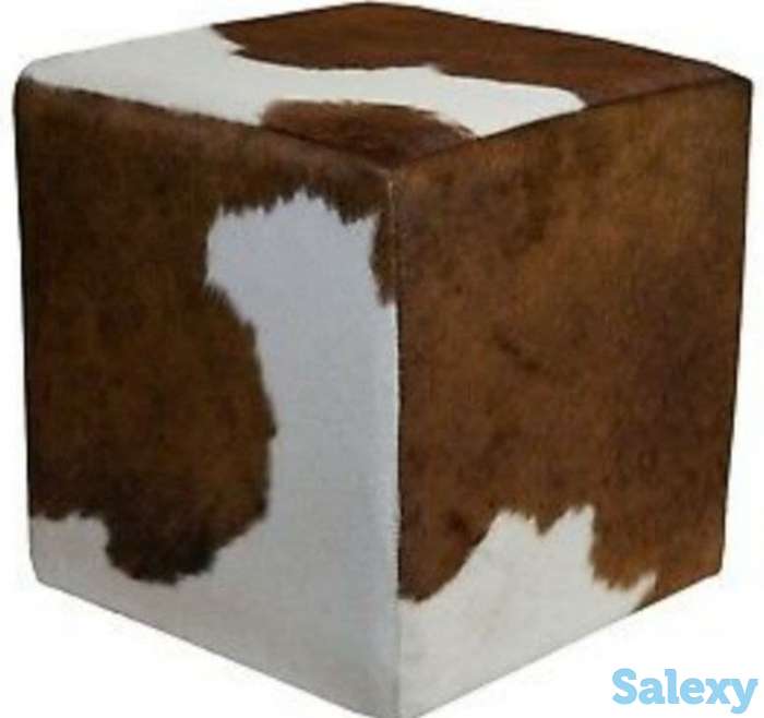 шкура ковер из коровы  кожаные пуфики, фотография 9