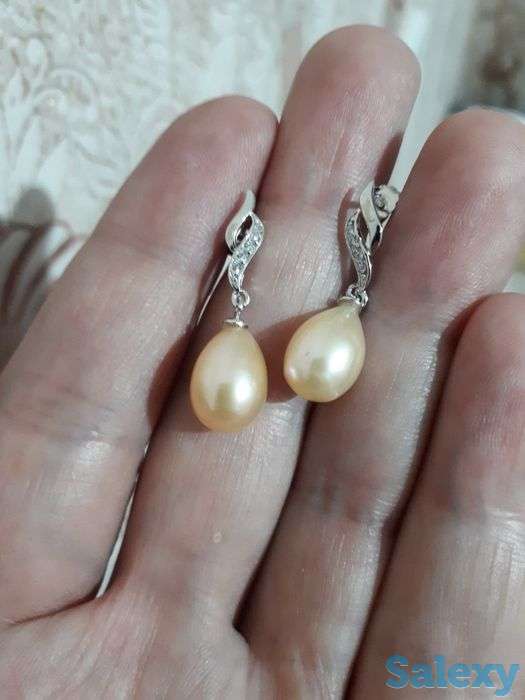 Жемчужные серьги из серебра 925 пробы!, фотография 4