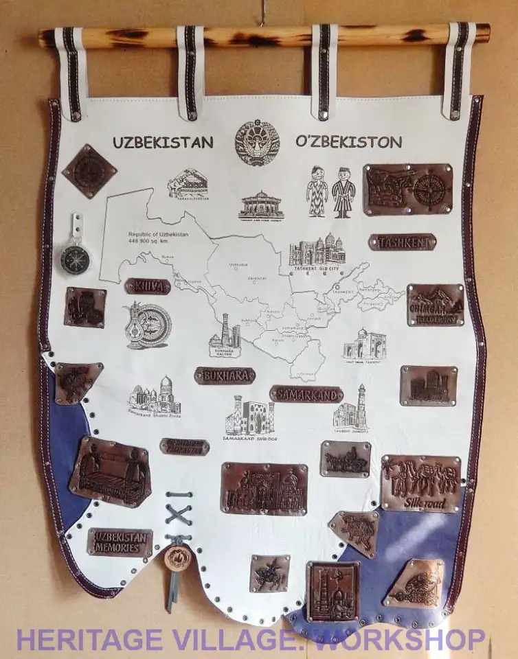 Карта Узбекистана из кожи., фотография 3