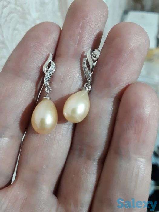 Жемчужные серьги из серебра 925 пробы!, фотография 1