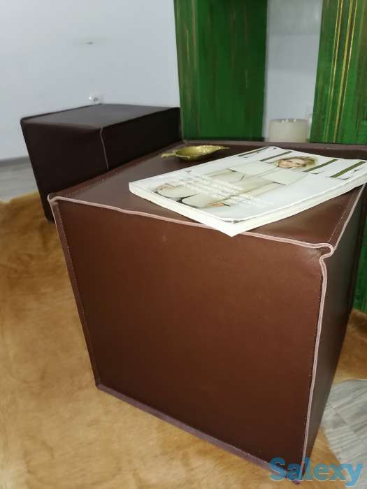 шкура ковер из коровы  кожаные пуфики, фотография 5