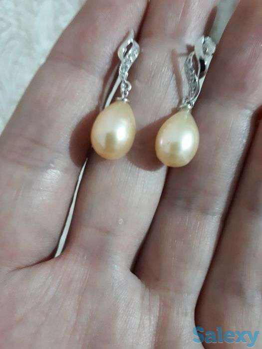 Жемчужные серьги из серебра 925 пробы!, фотография 6