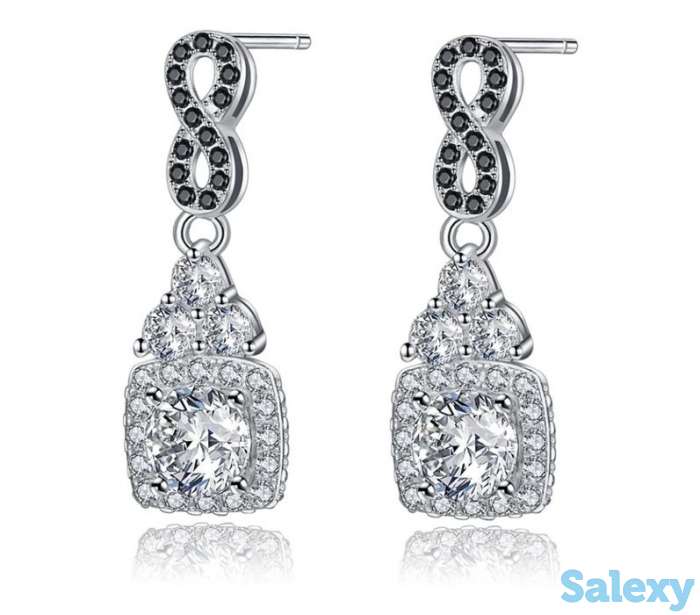 Серьги для женщин из серебра 925 и черного шпинеля, фотография 4