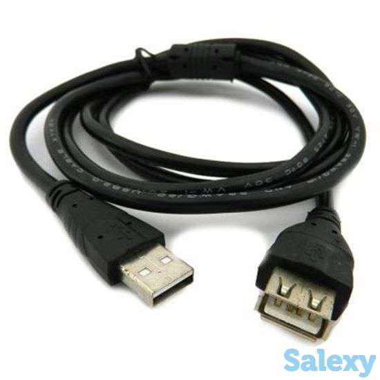 Кабель USB папа-мама (0,5m) черный, фотография 1