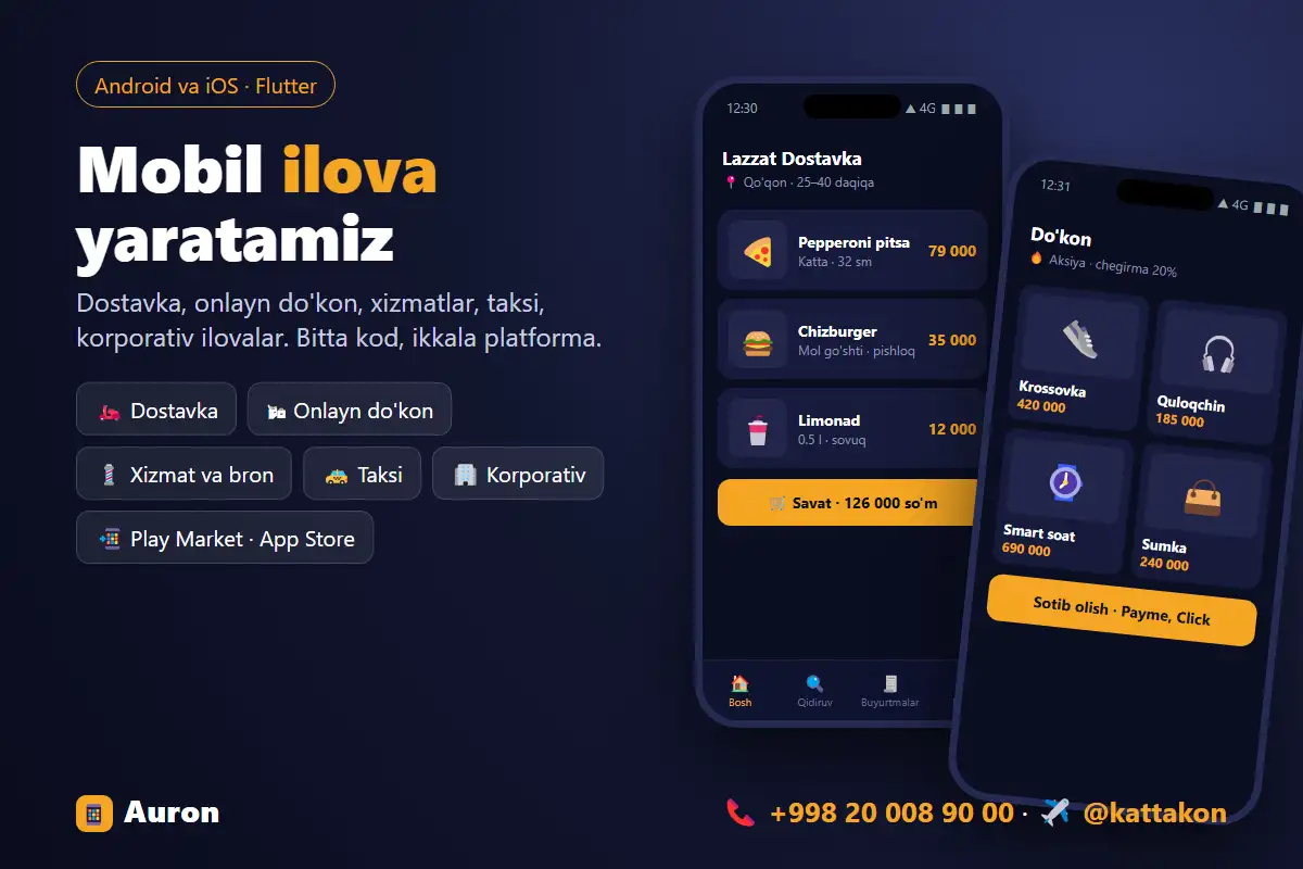 Mobil ilova yaratamiz: dostavka, dokon, xizmatlar (Android va iOS), фотография 1