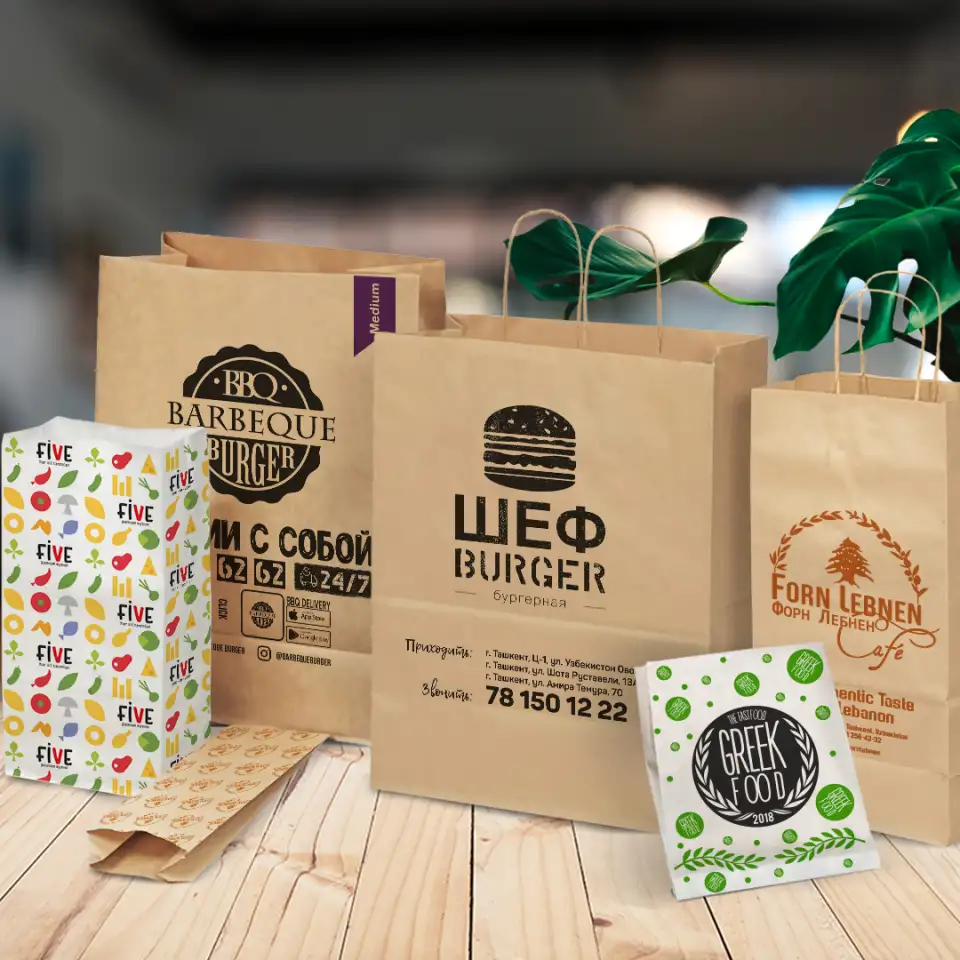 КРАФТ ПАКЕТ УПАКОВКА БУМАЖНЫЙ ПАКЕТ ФЛЕКСОПЕЧАТЬ БУМАЖНОЙ ПРОДУКЦИИ, фотография 1