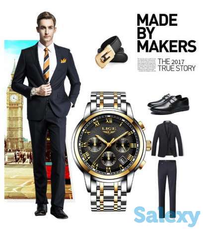 водонепроницаемые часы - хронограф lige, фотография 2