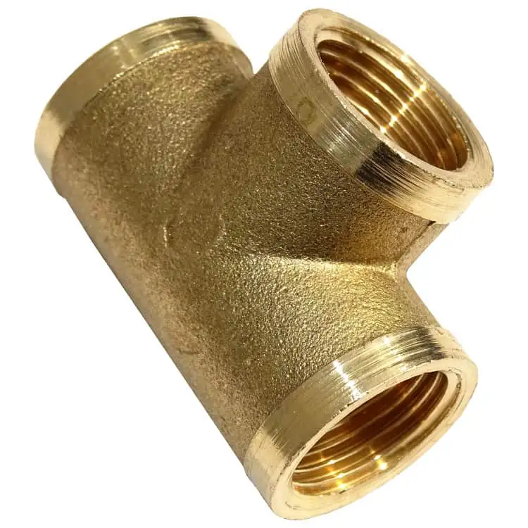 Тройник латунный: внутренняя резьба; наружная резьба; цанга-гайка-цанга..., фотография 1