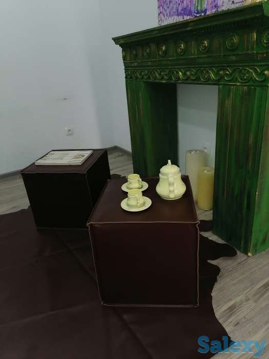 шкура ковер из коровы  кожаные пуфики, фотография 4